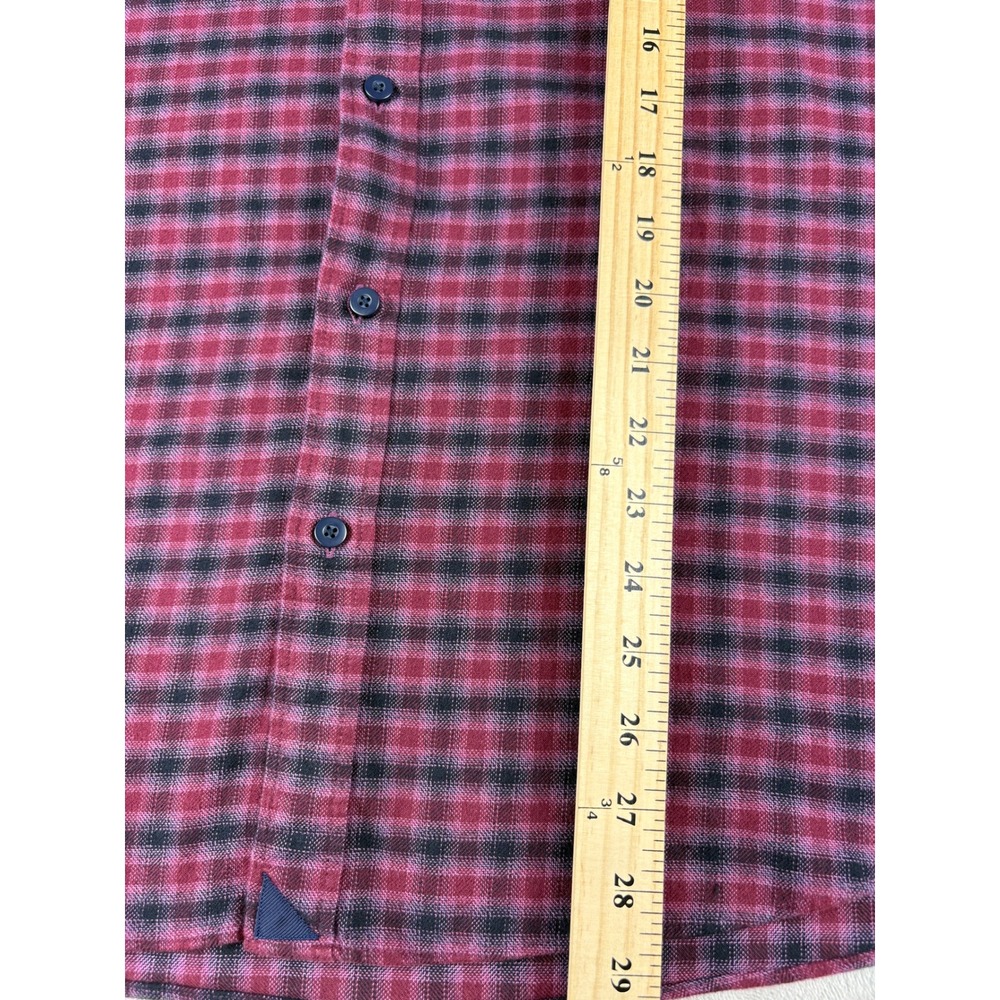 Untuckit Mens XL Red Navy Blue Plaid Flannel Button Down Shirt Long Sleeve - Picture 5 of 8